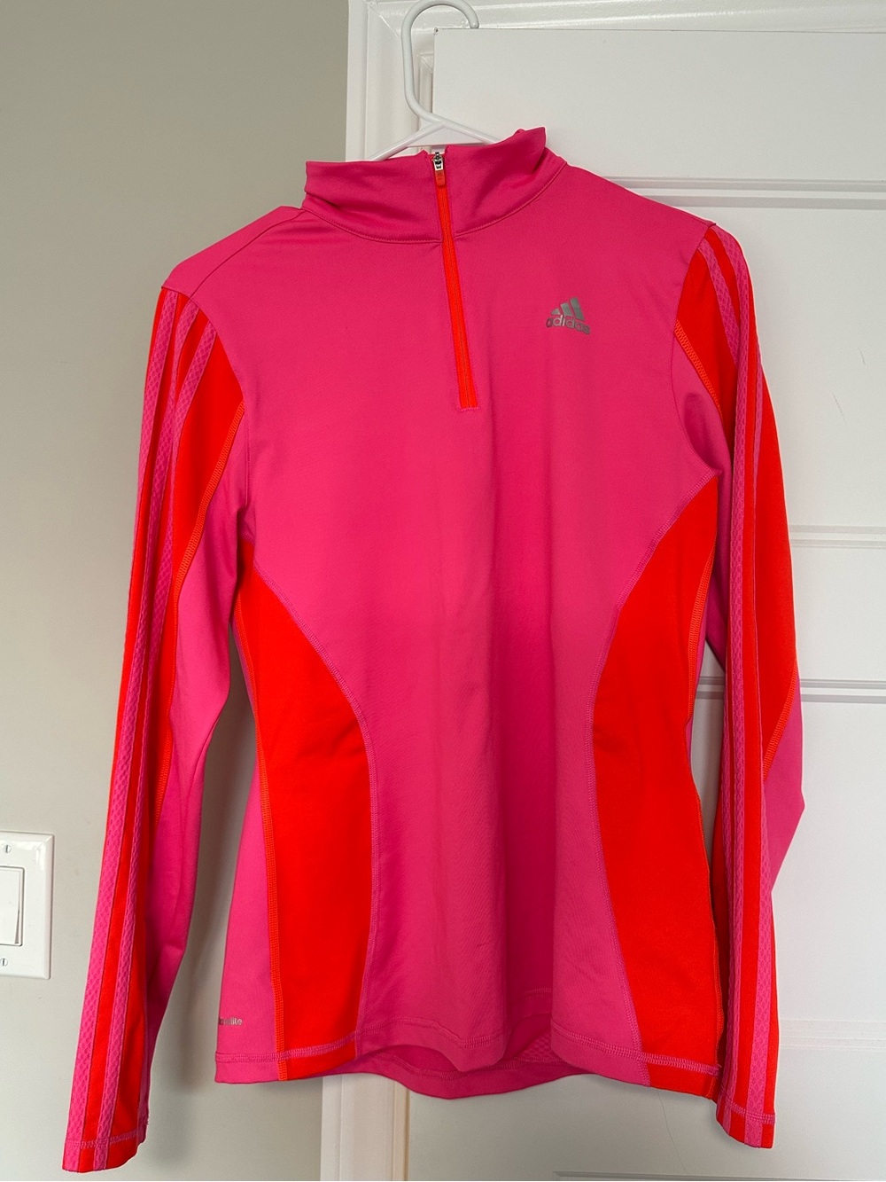 adidas Women’s Pink & Orange Half-Zip Performance Top - Small